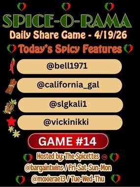 SUNDAY’S UP!
SPICE~O~RAMA’S OPEN 
WITH SASSY HOT PICKS
AND A NEW STAR ANISE!